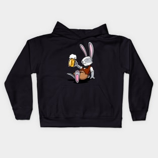 Funny Rabbit Beer Drinking Bunny Kids Hoodie